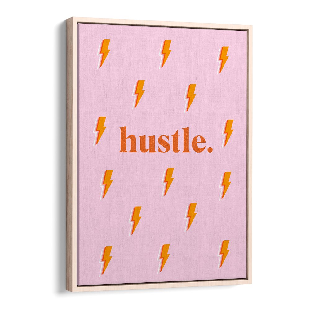 Bright pink HUSTLE, FASHION POSTERS featuring lightning bolts to inspire ambition and creativity in any space.