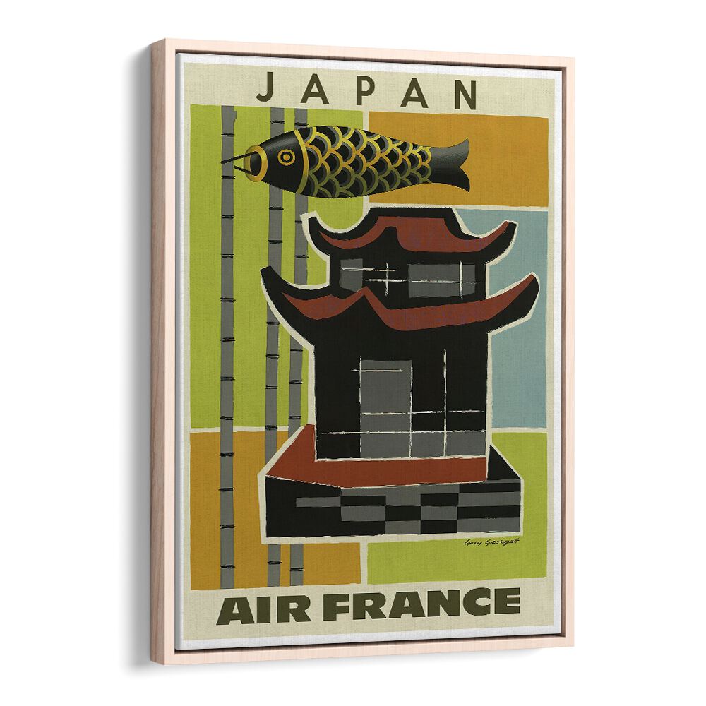 Stunning JAPAN III, VINTAGE TRAVEL POSTERS featuring a traditional pagoda and koi fish, perfect for art lovers.
