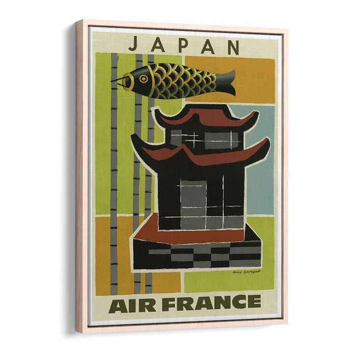 Stunning JAPAN III, VINTAGE TRAVEL POSTERS featuring a traditional pagoda and koi fish, perfect for art lovers.