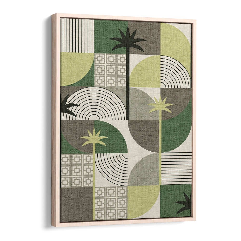 DESERT SHAPES AND PALMS GREEN , FLORAL FLOWER PAINTINGS