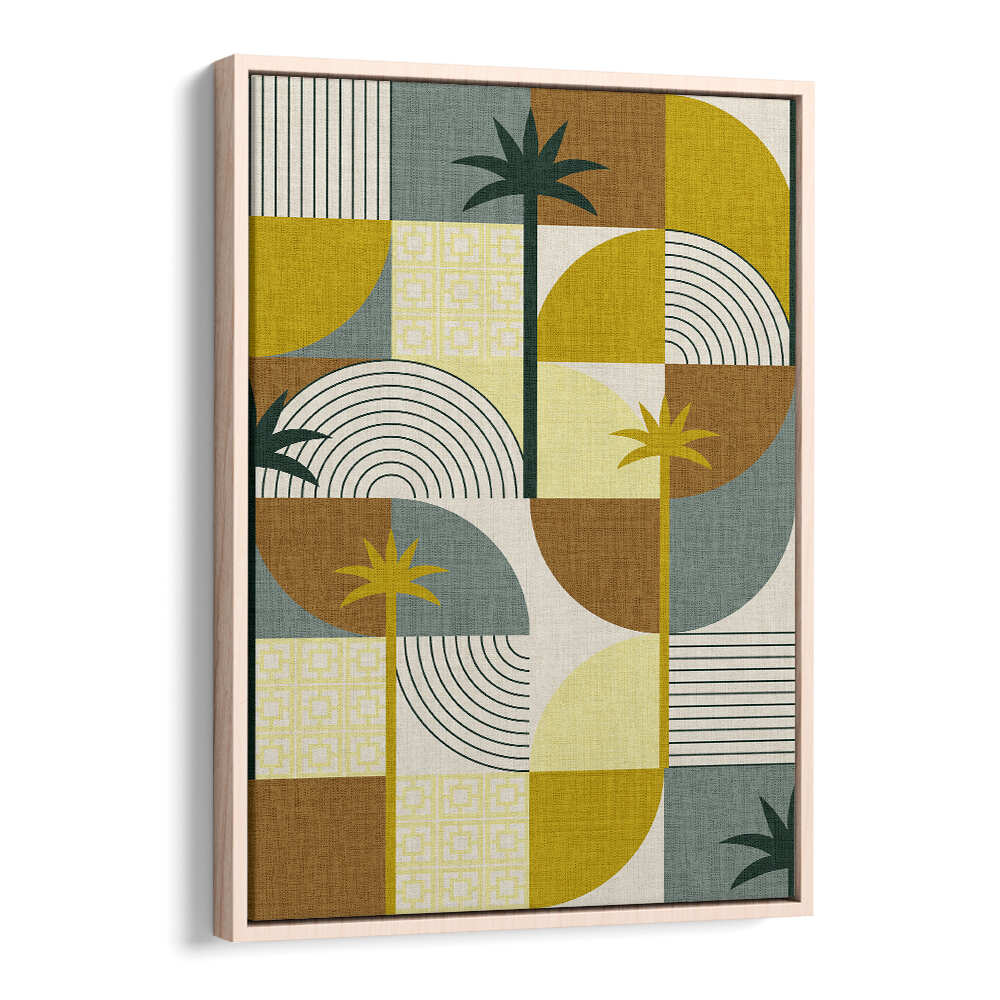 DESERT SHAPES ADN PALMS MUSTARD , BOHO ART PAINTINGS