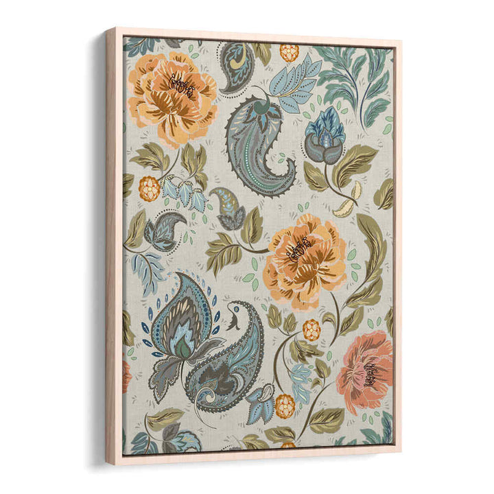 Elegant PAISLEY PATTERN II art print featuring vibrant flowers and intricate motifs, perfect for enhancing any space.