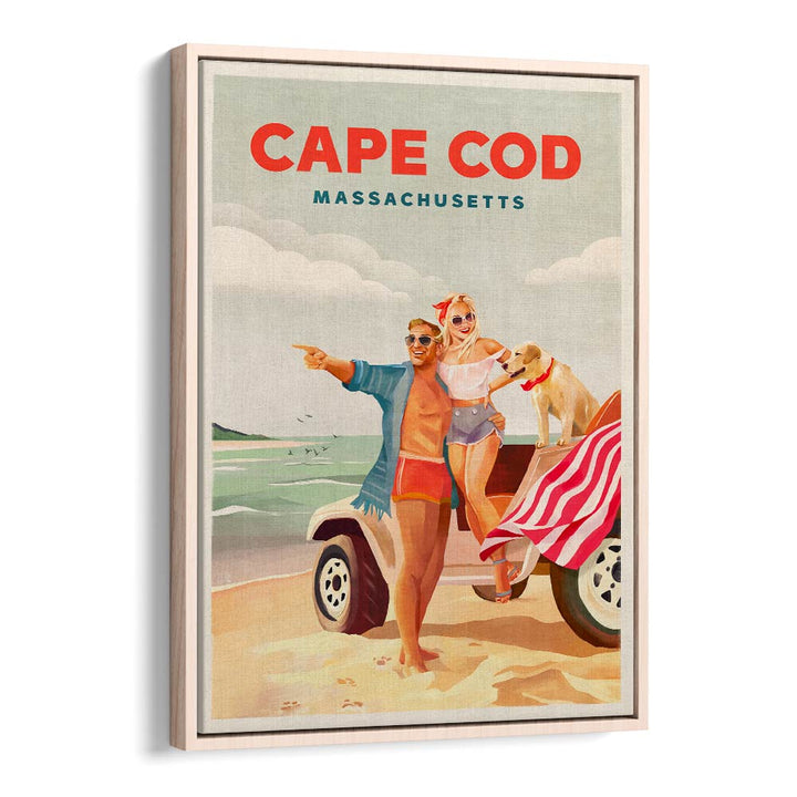 Bright and cheerful CAPE COD MASSACHUSETTS, BEACH PAINTINGS depicting summer fun with friends and a dog by the coast.