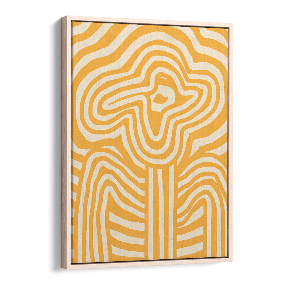 YELLOW STRIPED FLOWER , FLORAL FLOWER PAINTINGS