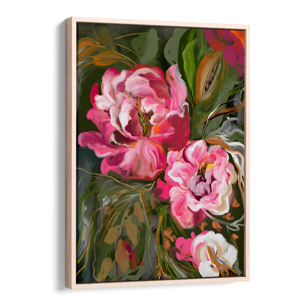 EXPRESSIVE PINK PEONIES , FLORAL FLOWER PAINTINGS