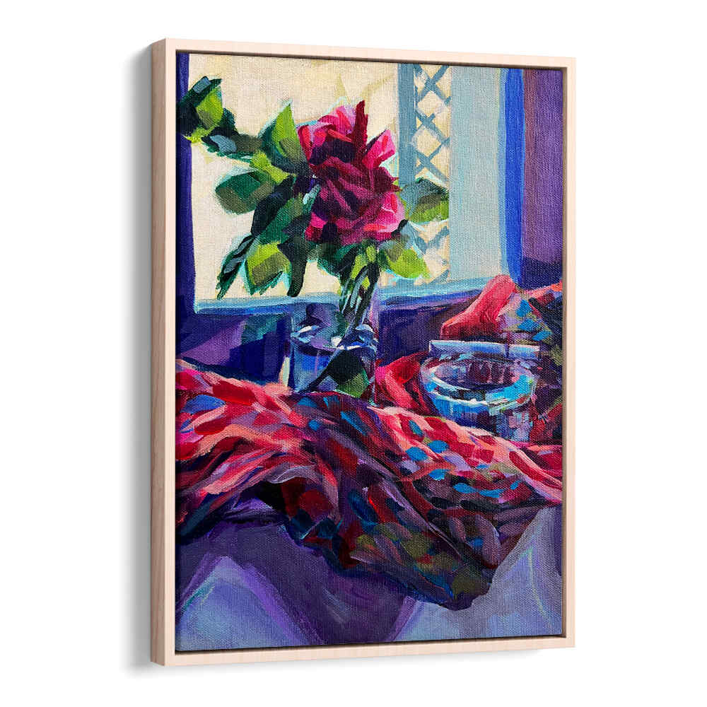 ROSE FRANÇAISE , FLORAL FLOWER PAINTINGS by Oakwood — vibrant French garden rose with contemporary brushwork
