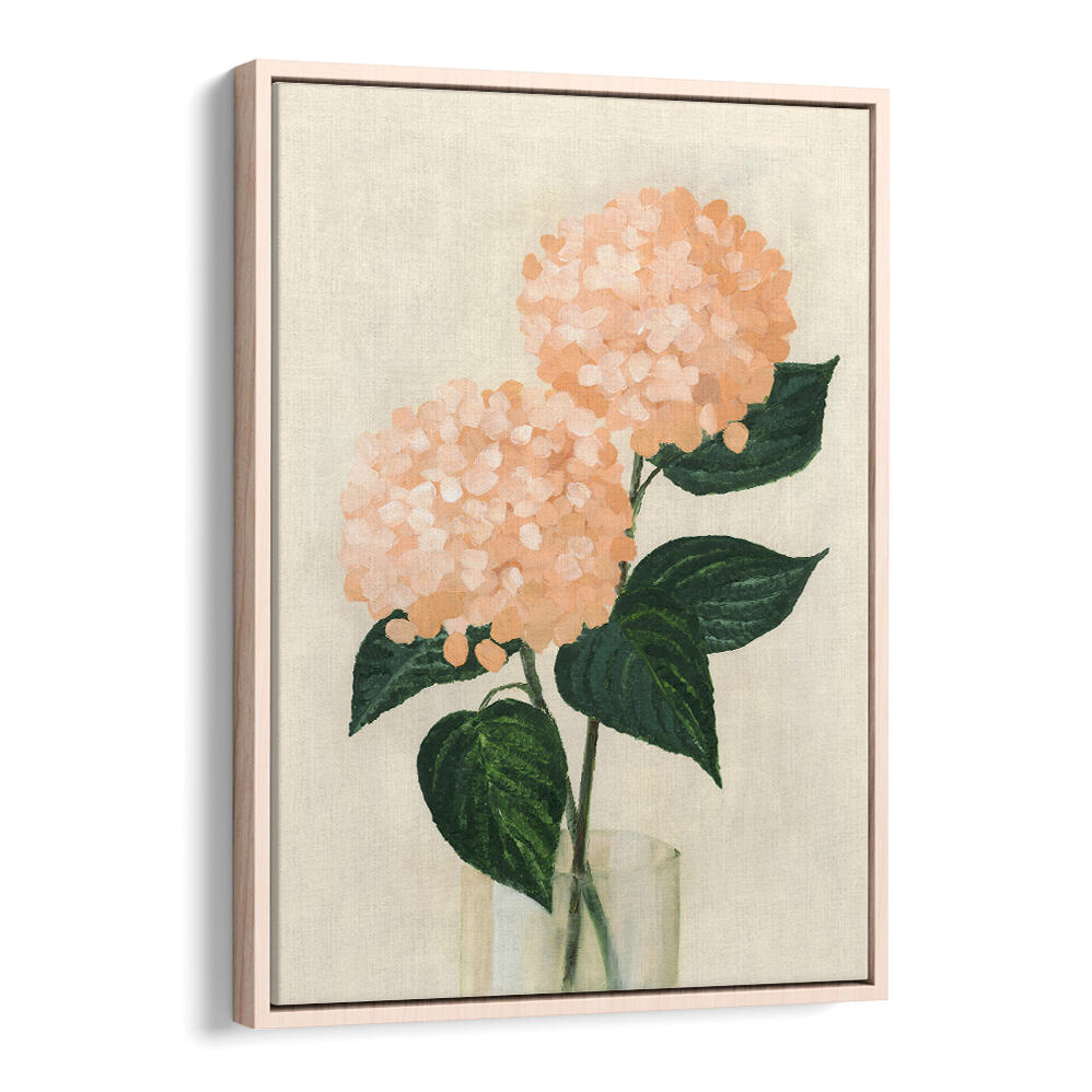 CORAL HYDRANGEAS IN A VASE , FLORAL FLOWER PAINTINGS