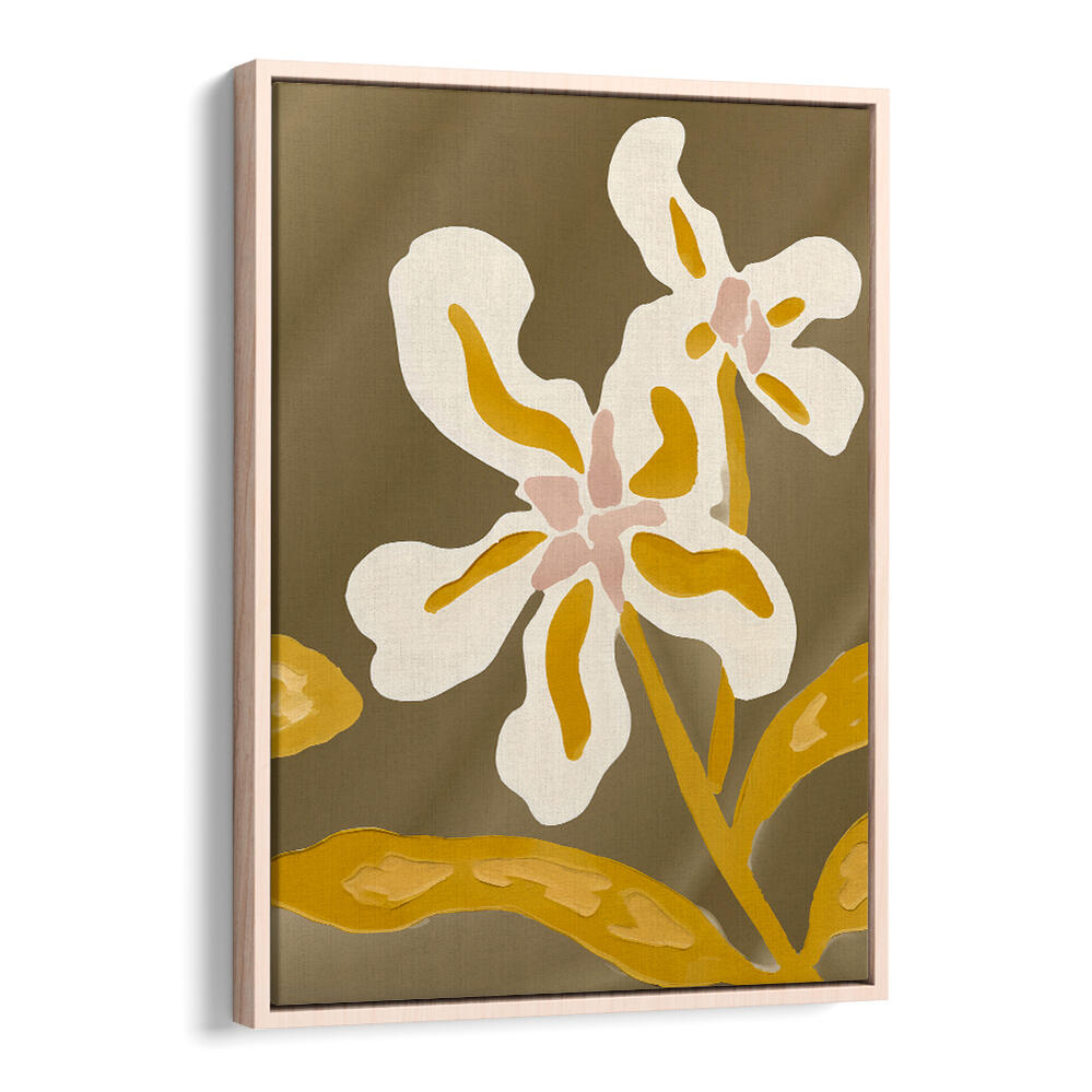 TWO GOLDEN BLOOMS , FLORAL FLOWER PAINTINGS