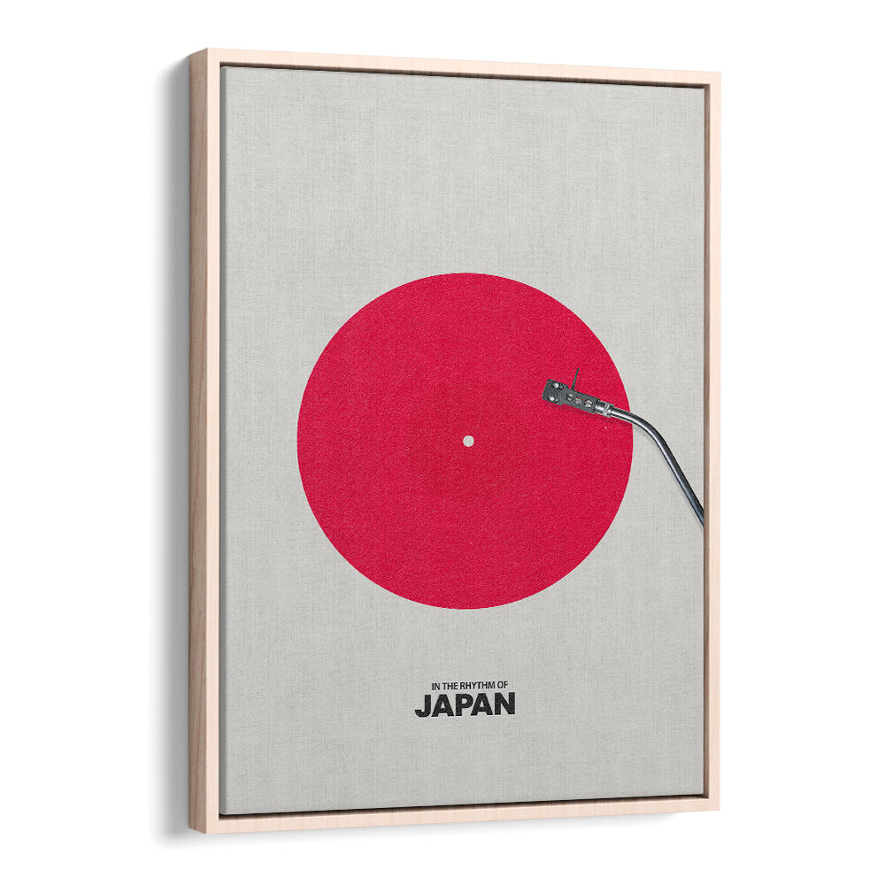 Modern design featuring JAPAN RHYTHM, JAPANESE PAINTINGS with a striking red circle and vinyl record motif.