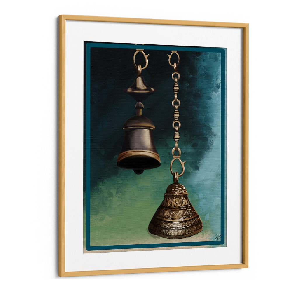 Explore THE HARMONY, INDIAN ART PAINTINGS featuring intricately detailed brass bells in a captivating realism style.