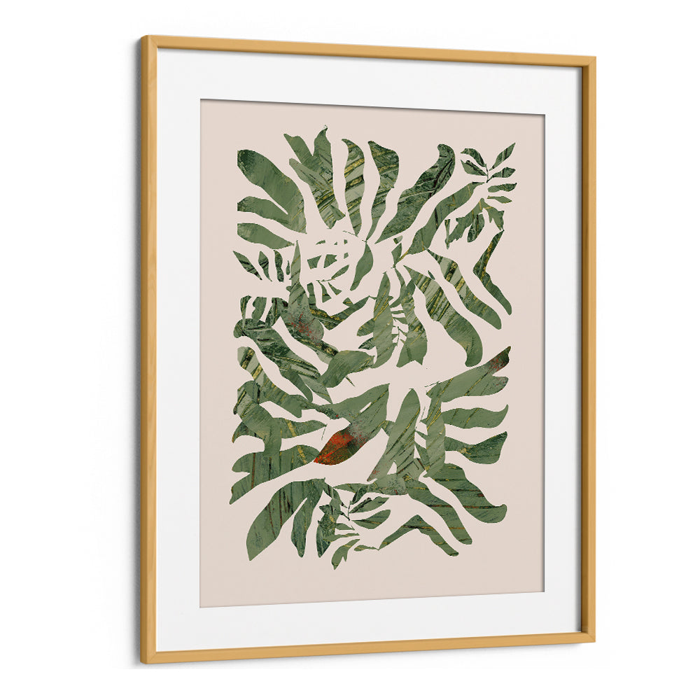 Stylish BOTANY STAMP I, FLORAL FLOWER PAINTINGS art piece featuring vibrant leaves, perfect for nature lovers.