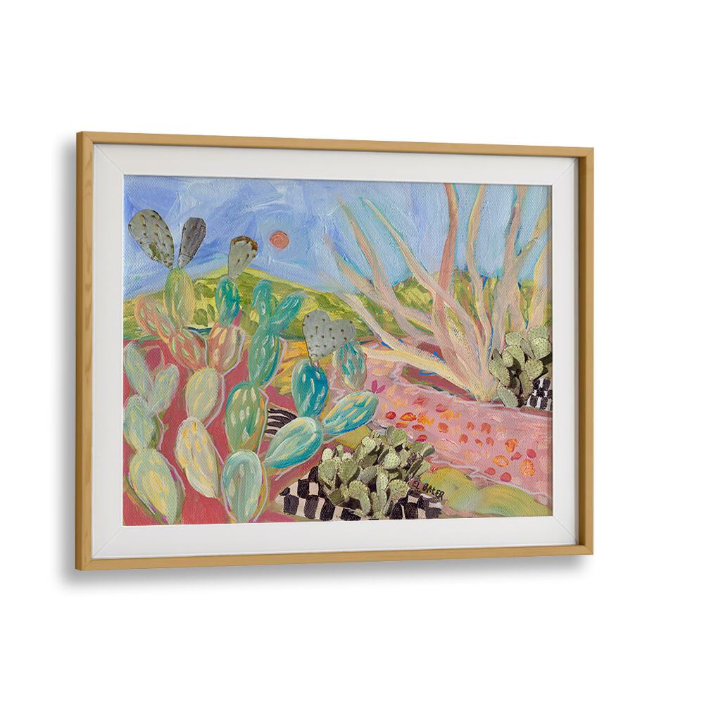 Vibrant PRICKLY PEAR CACTUS, LANDSCAPE PAINTINGS showcasing colorful desert scenes for your home decor.