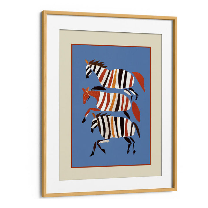 STRIPED RUNNING HORSES , BOHO ART PAINTINGS
