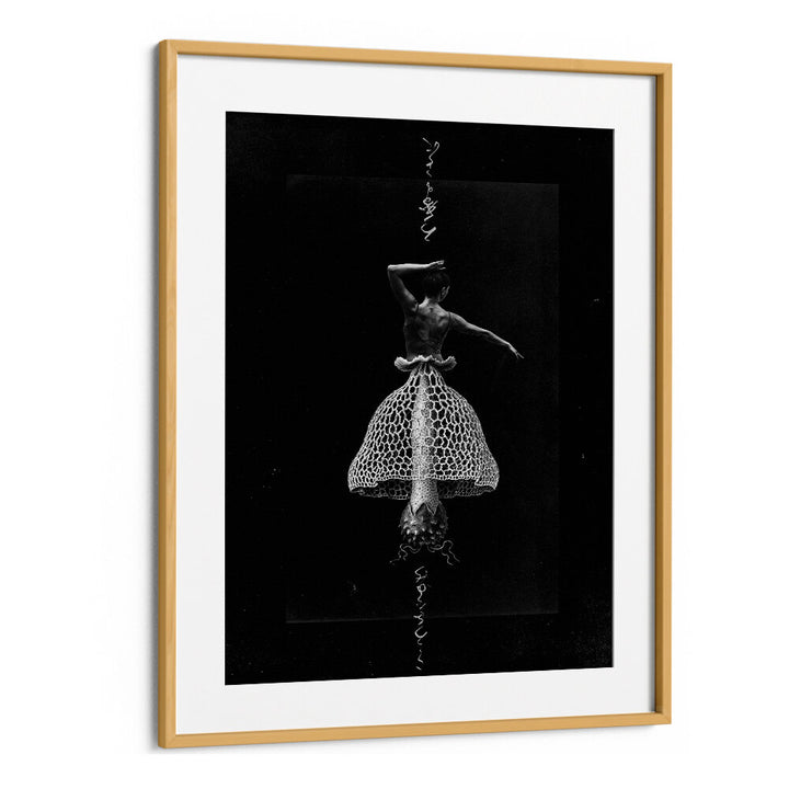 Elegant dancer in surreal art print "DANCE WITH ME, SURREAL ART PRINTS", framed by Oakwood Mount for modern decor.