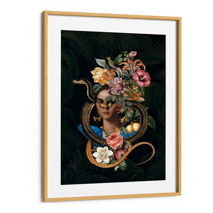 Captivating SNAKE PRINCESS, ALTERED ART PRINTS by Andrea Haase, blending fantasy with elegance in vibrant colors.