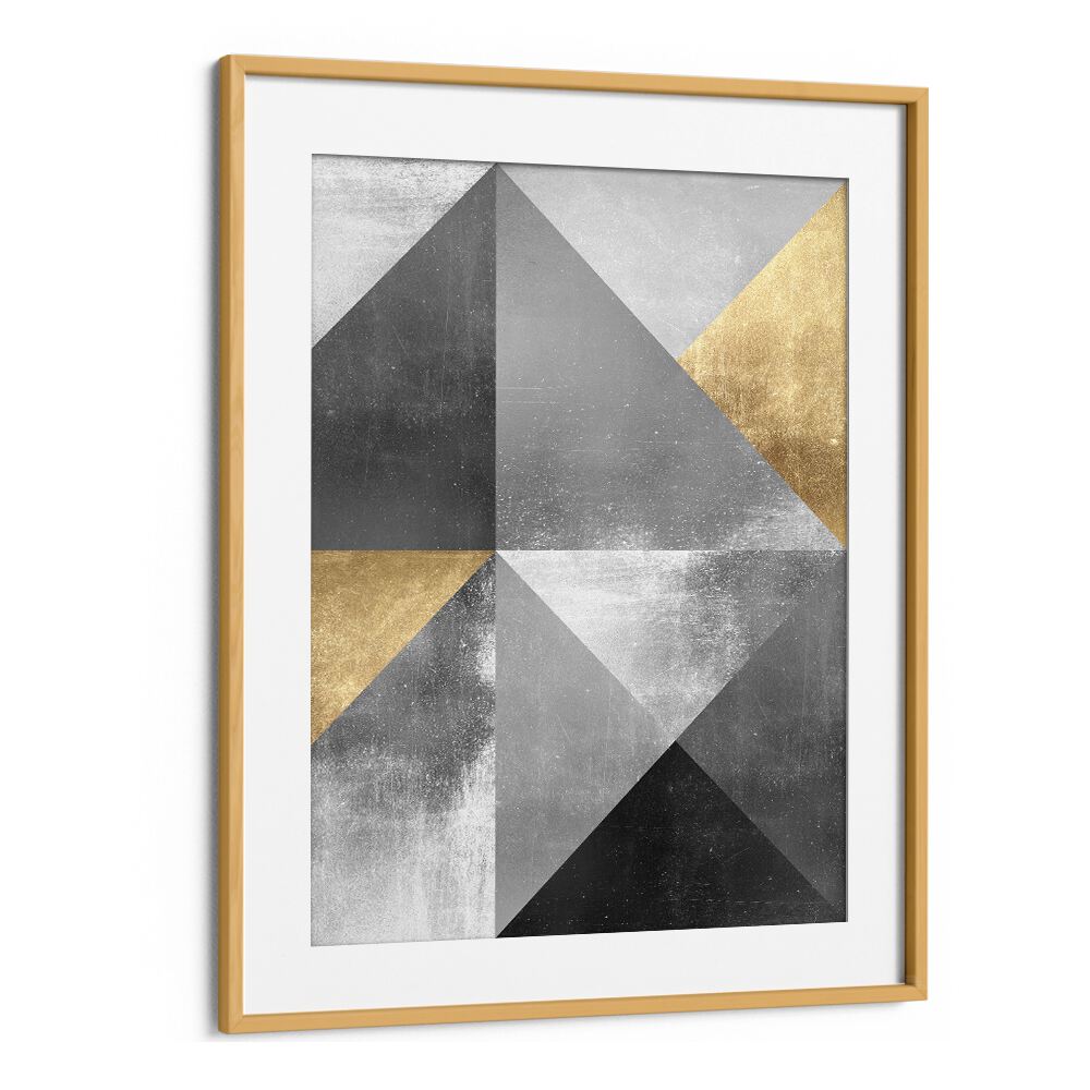 GOLD TEXTURES II, GEOMETRIC ART PRINTS showcase luxurious gold and silver triangles, perfect for elegant home decor.