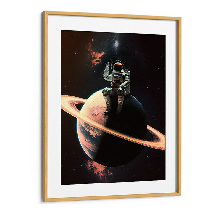 Explore creativity with MY SPACE SAFE, ALTERED ART PRINTS featuring a whimsical astronaut on a planet, perfect for decor.