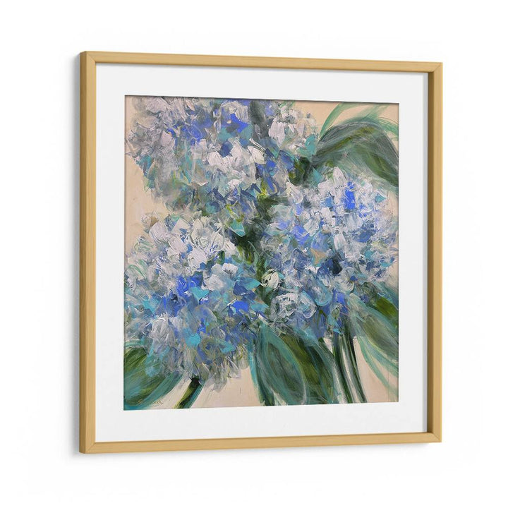 Bright blue and white flowers in a frame represent AZURE BLOOM, FLORAL FLOWER PAINTINGS for a vibrant decor upgrade.