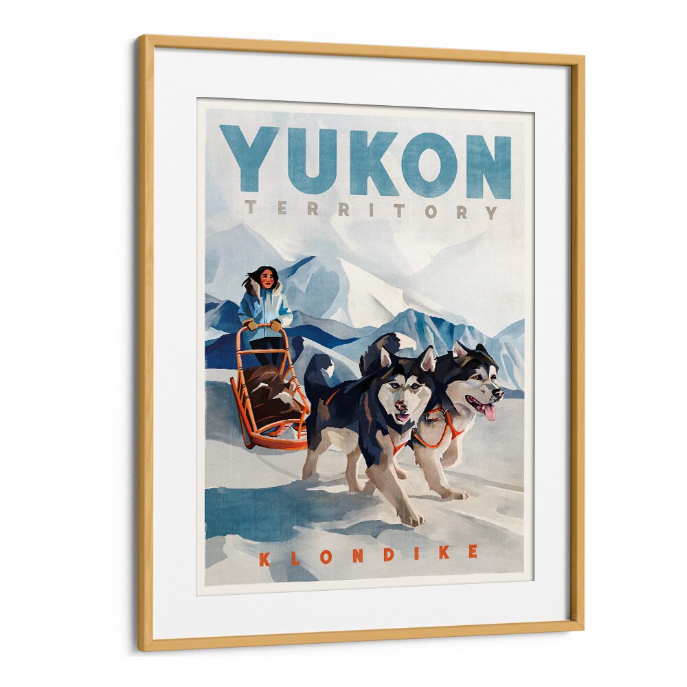 YUKON POSTER, TRAVEL POSTERS featuring a sled dog team, perfect for adding adventure to your decor.
