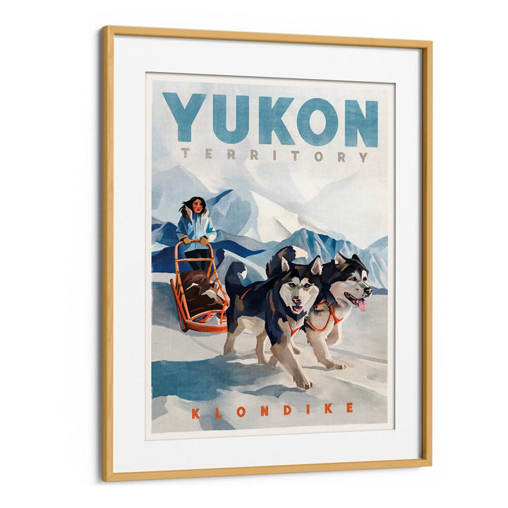 YUKON POSTER, TRAVEL POSTERS featuring a sled dog team, perfect for adding adventure to your decor.