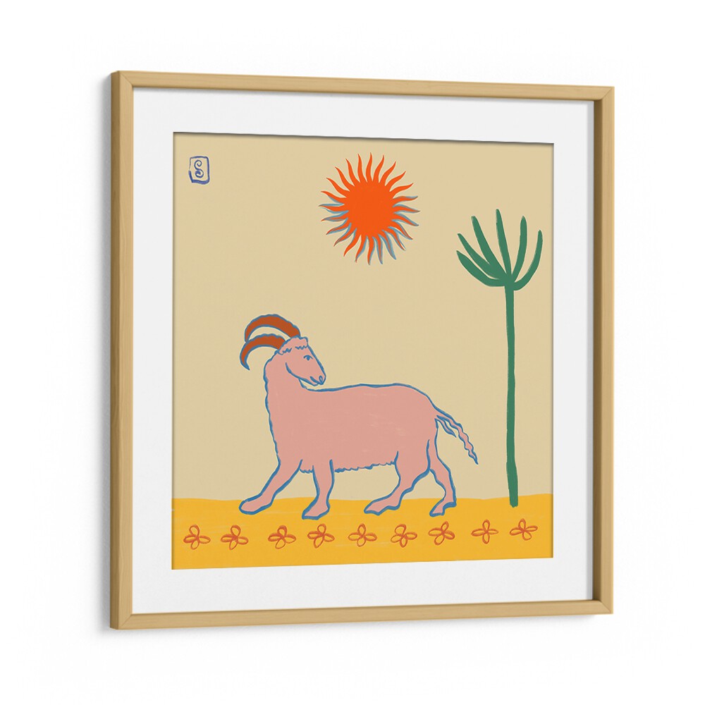 Stunning ARIES III, ZODIAC poster featuring a colorful goat design, perfect for adding elegance to any space.