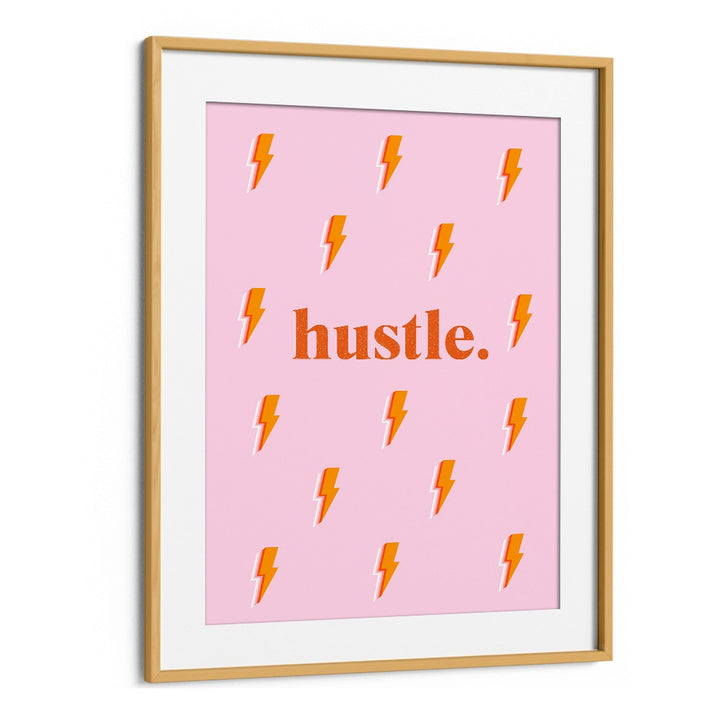 Bright pink HUSTLE, FASHION POSTERS with lightning bolts add style and motivation to any space, perfect for home or office.