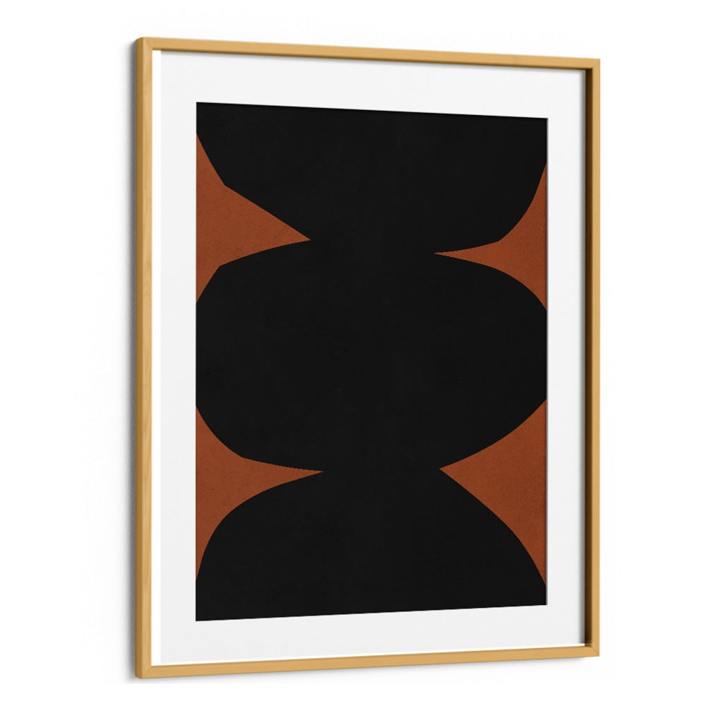 Stylish TRIBAL VII, GEOMETRIC ART PRINTS featuring bold shapes in black and rust, perfect for modern decor.