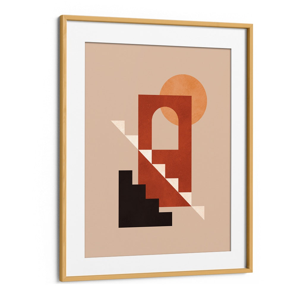 Stylish GEOMETRIC COMPOSITION III, BOHO ART PAINTINGS featuring abstract shapes and warm colors, perfect for any space.