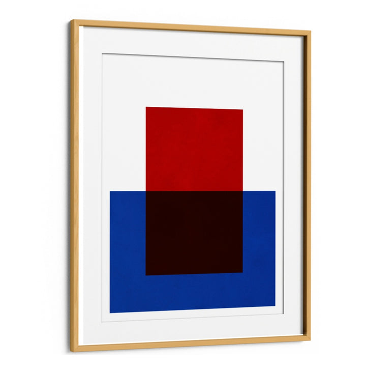 COLORFUL OVERLAY IX, GEOMETRIC ART PRINTS features vibrant red and blue shapes, perfect for modern decor.