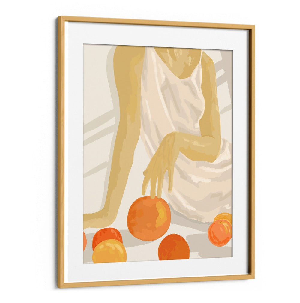 TANGERINE GRACE, PORTRAITS features a vibrant illustration of tangerines and a graceful figure, enhancing your decor.