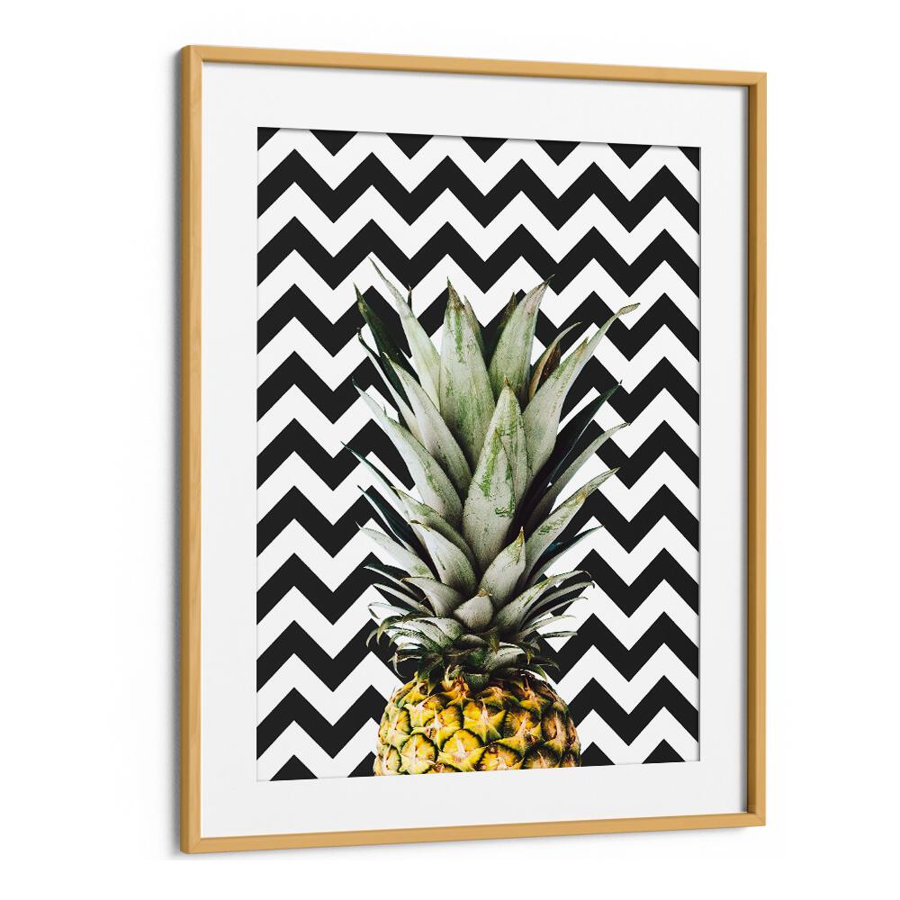 Brighten your space with PINEAPPLE ART II, KITCHEN POSTERS, featuring a vibrant pineapple on a bold zigzag background.