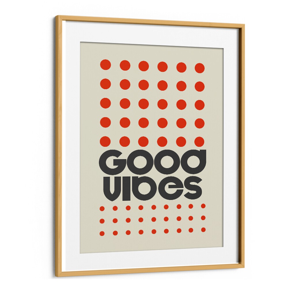 Vibrant GOOD VIBES ORANGE, QUOTES poster with striking typography, perfect for uplifting any space.