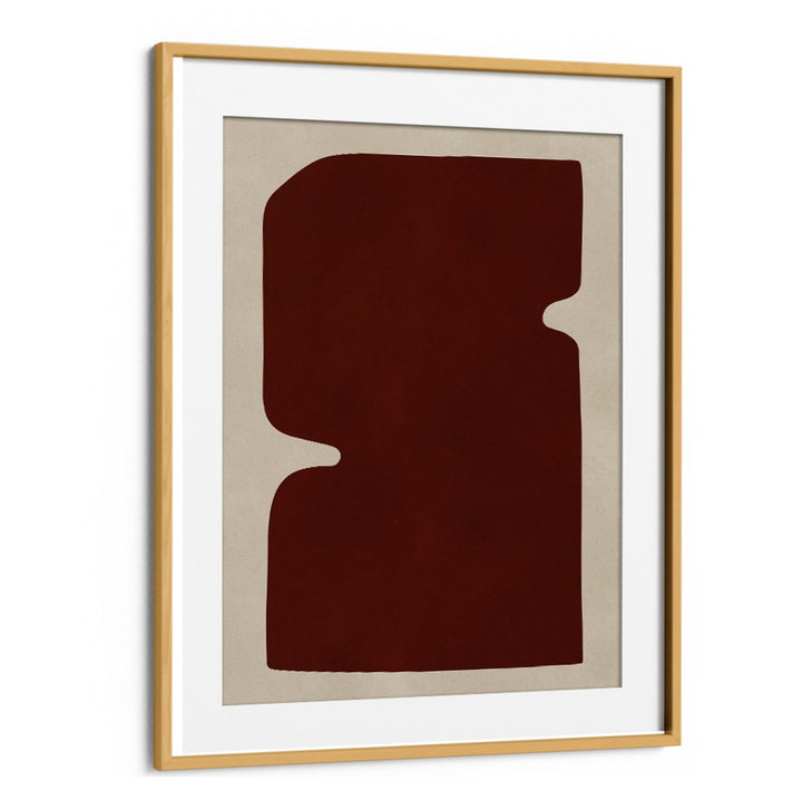 Modern ORGANIC ART V, GEOMETRIC ART PRINTS showcase a rich red abstract design in a sleek frame, perfect for contemporary decor.