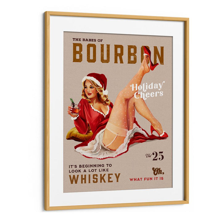 Celebrate the season with BOURBON HOLIDAY, BAR art featuring festive pinup cheer to brighten your space.