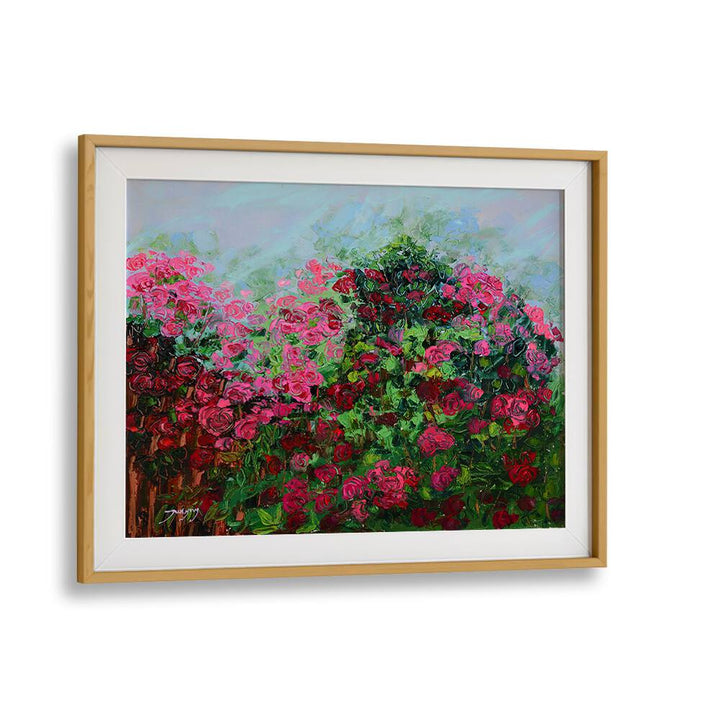 Vibrant GARDEN OF PINK, FLORAL FLOWER PAINTINGS showcasing lush pink blooms, perfect for brightening any space.