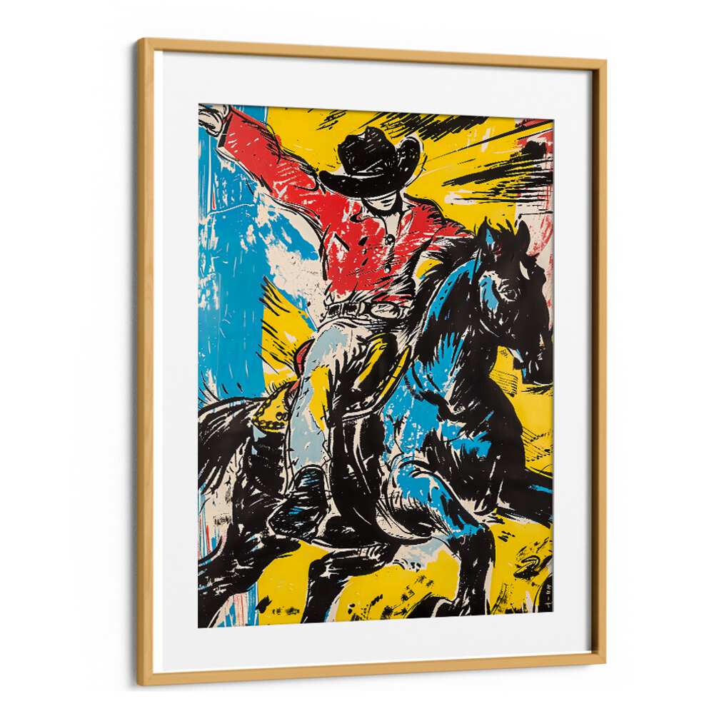 Vibrant RODEO, COWBOY painting showcasing an adventurous spirit, perfect for modern Americana decor.