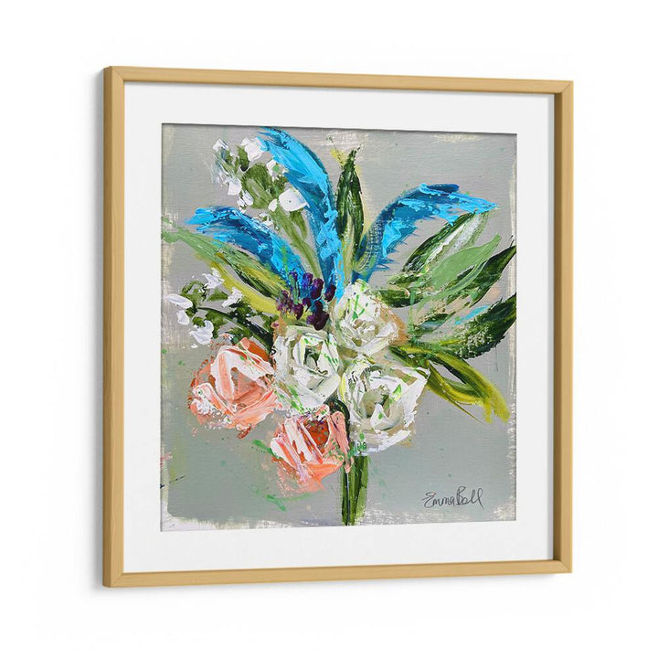 Stunning FLORAL BOUQUET IN BLUE, vibrant floral flower paintings with abstract brushstrokes for a modern touch.