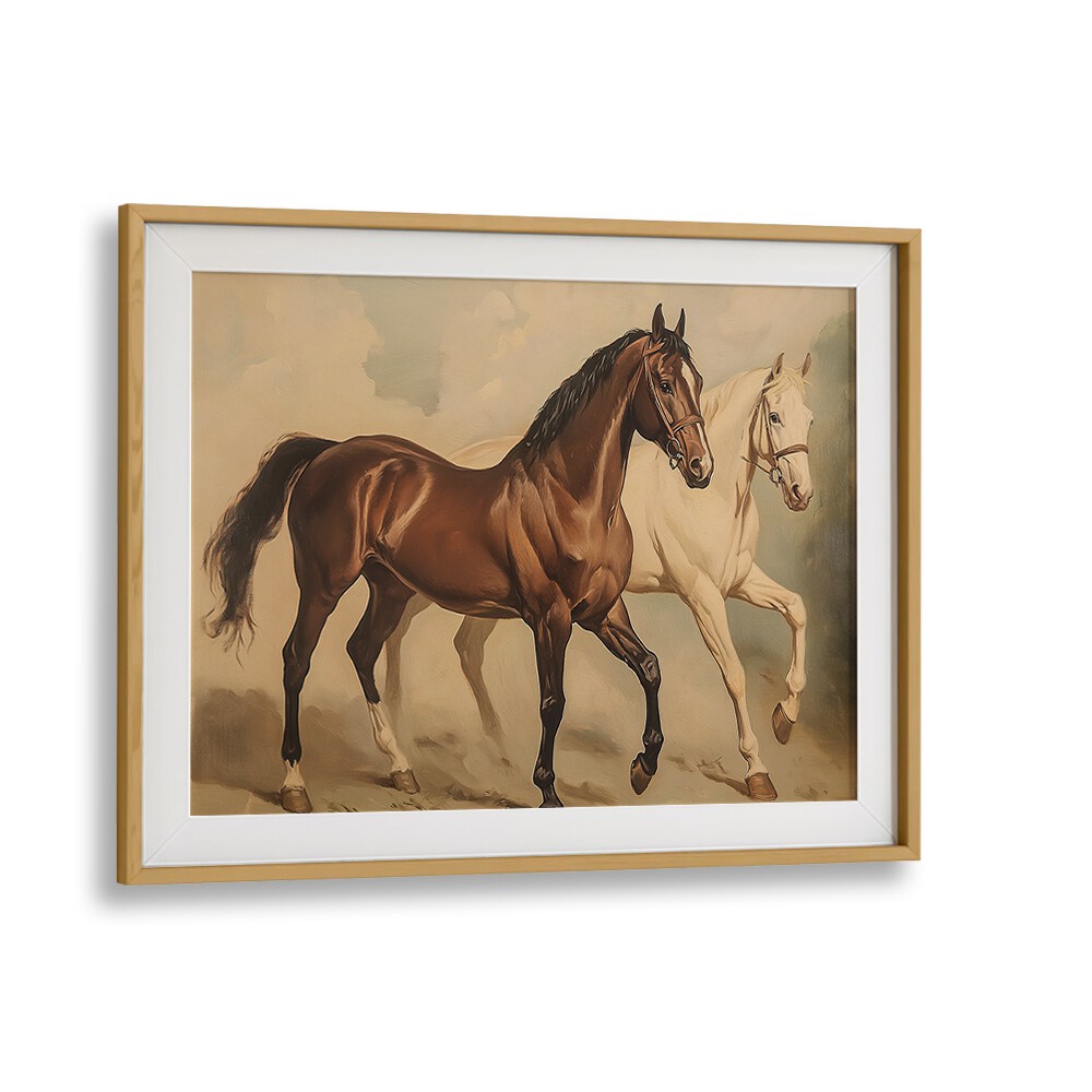 Stunning DUO HORSES GALLOPING, ANIMAL PAINTINGS showcasing equine beauty and strength, perfect for art lovers.