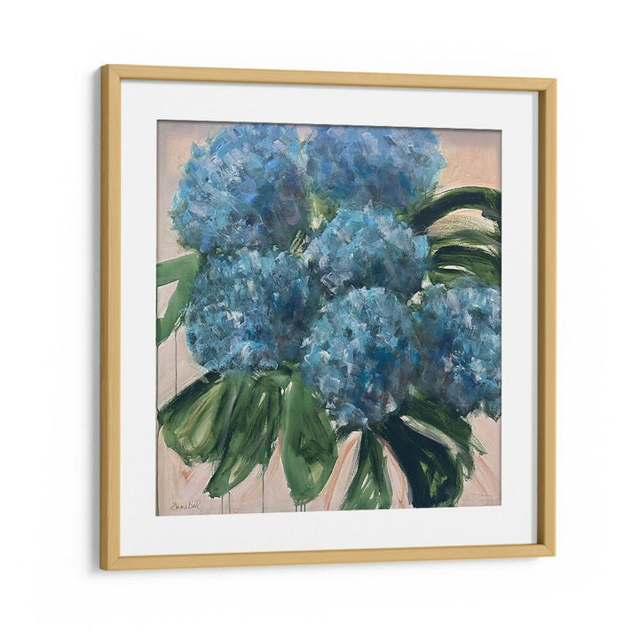 Vibrant BLUE HYDRANGEAS WITH LEAVES, FLORAL FLOWER PAINTINGS add a stunning touch to your home decor.