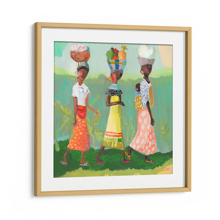 Colorful figurative art from BACK FROM THE MARKET, PORTRAITS collection, showcasing vibrant cultural expressions.