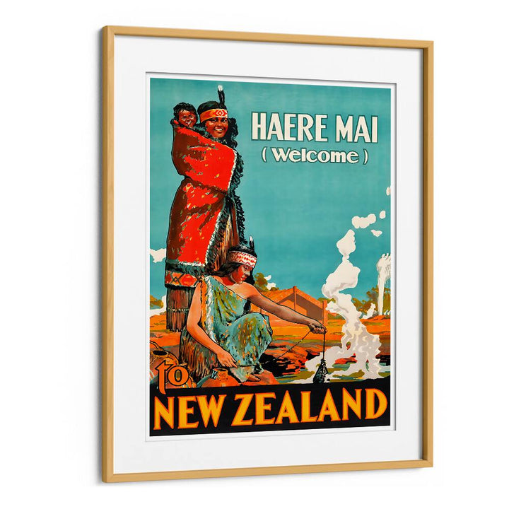 Haere Mai (Welcome) artwork from NEW ZEALAND V, VINTAGE TRAVEL POSTERS captures the culture and beauty of New Zealand.