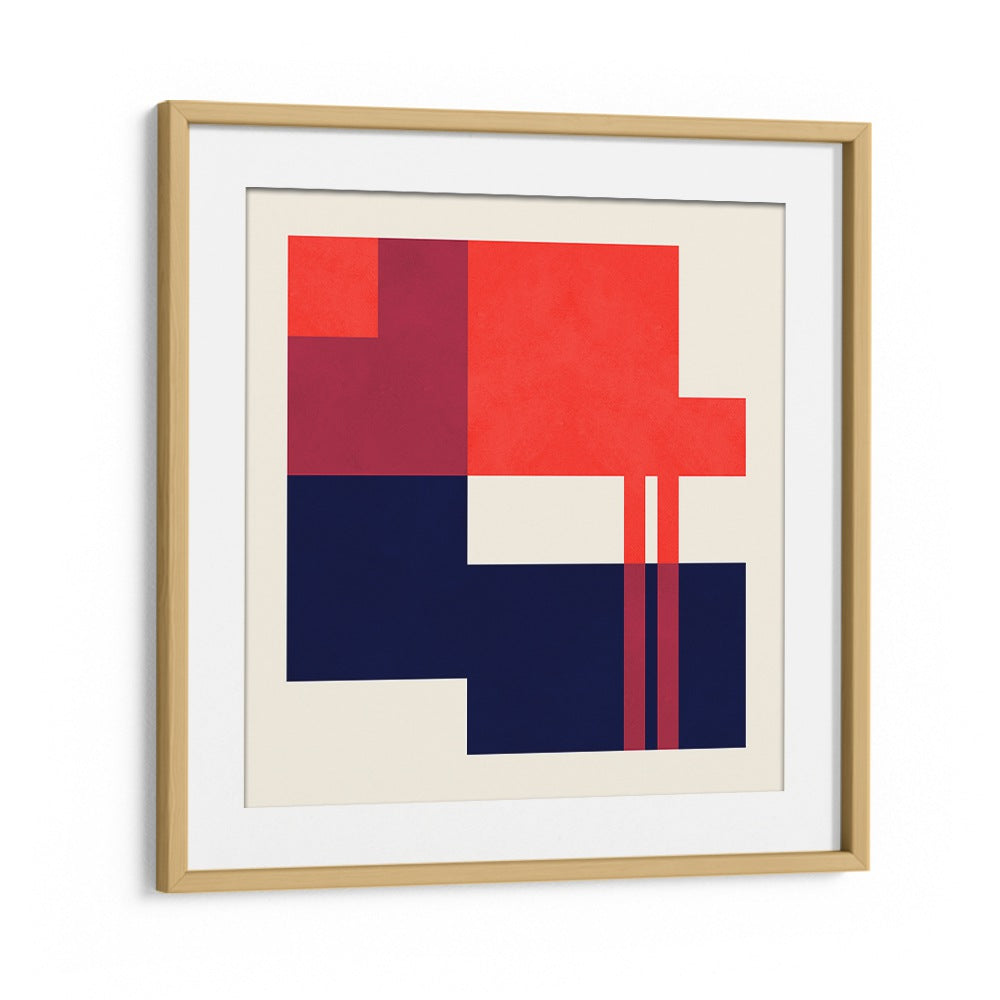 Vibrant COLORFUL 5, GEOMETRIC ART PRINTS feature bold red and navy hues, perfect for modern decor.