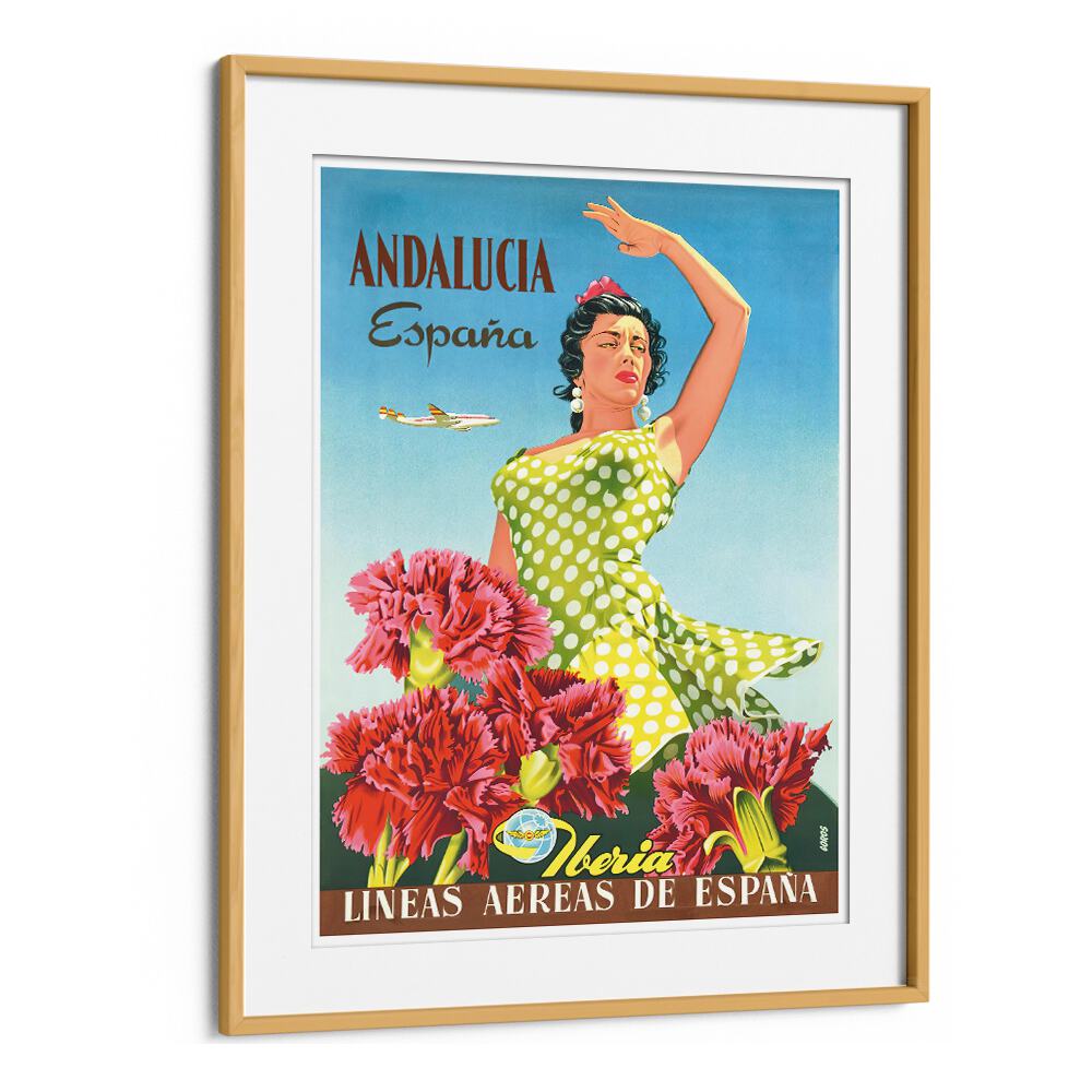 Vintage travel poster showcasing the charm of Andalucía, España, perfect for decor enthusiasts. ANDALUCIA ESPANA, VINTAGE TRAVEL POSTERS.