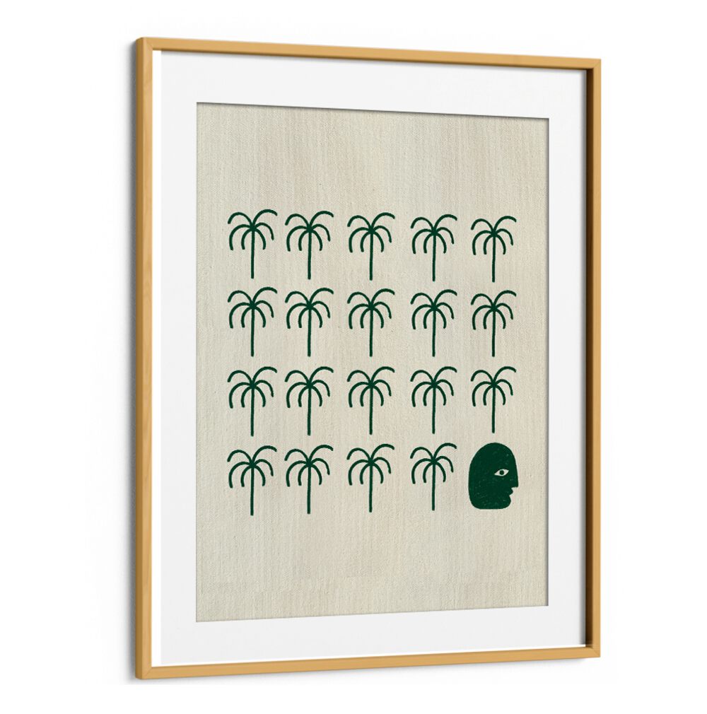 Stylish ROOTS, BOHO ART PAINTINGS featuring palm trees and a unique face design for a modern home aesthetic.