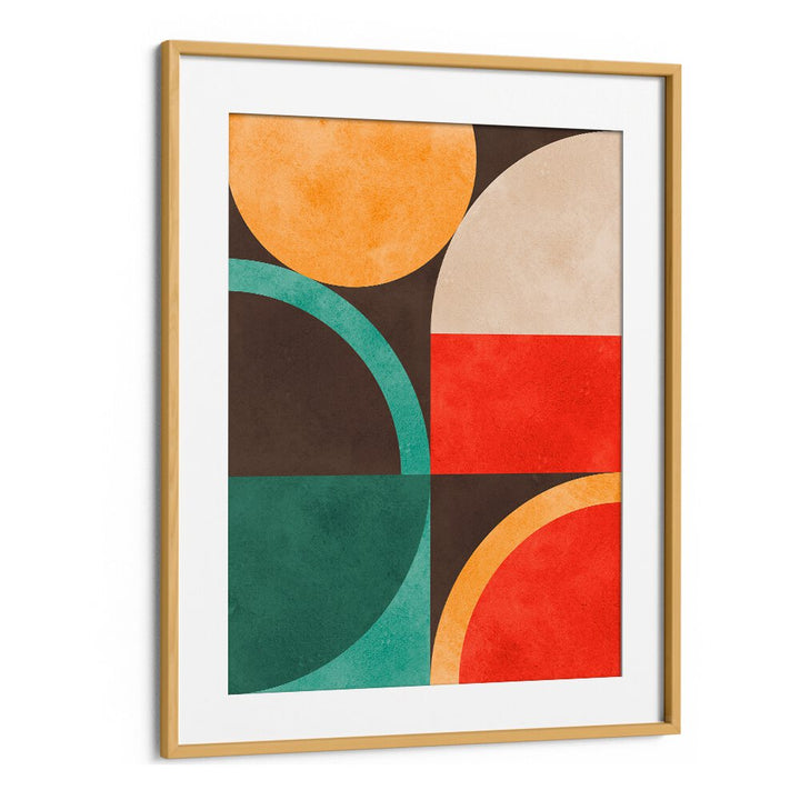 CIRCLES IN HARMONY XIII, GEOMETRIC ART PRINTS showcase vibrant circles in a modern frame, perfect for any decor.
