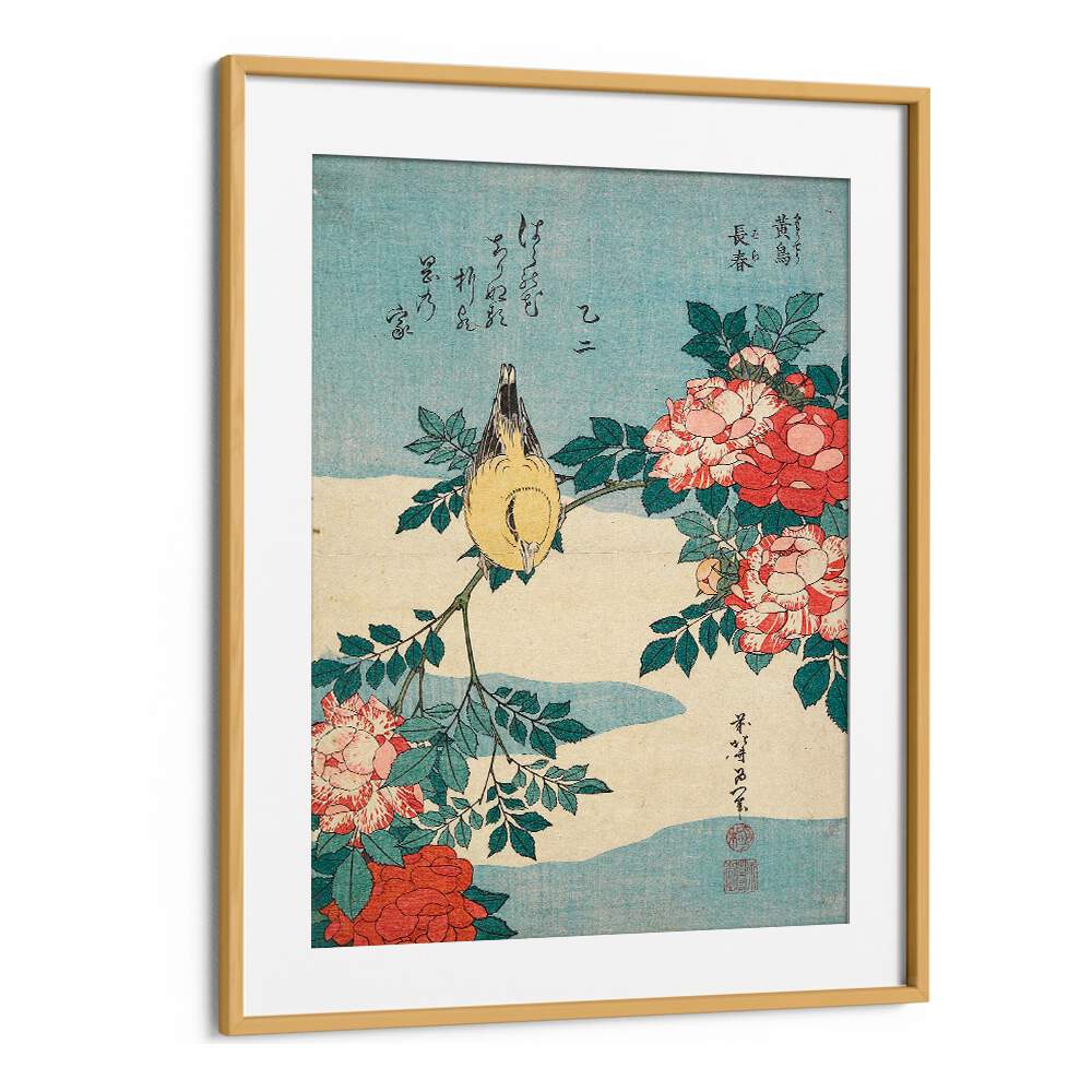 WARBLER AND ROSES , VINTAGE PAINTINGS