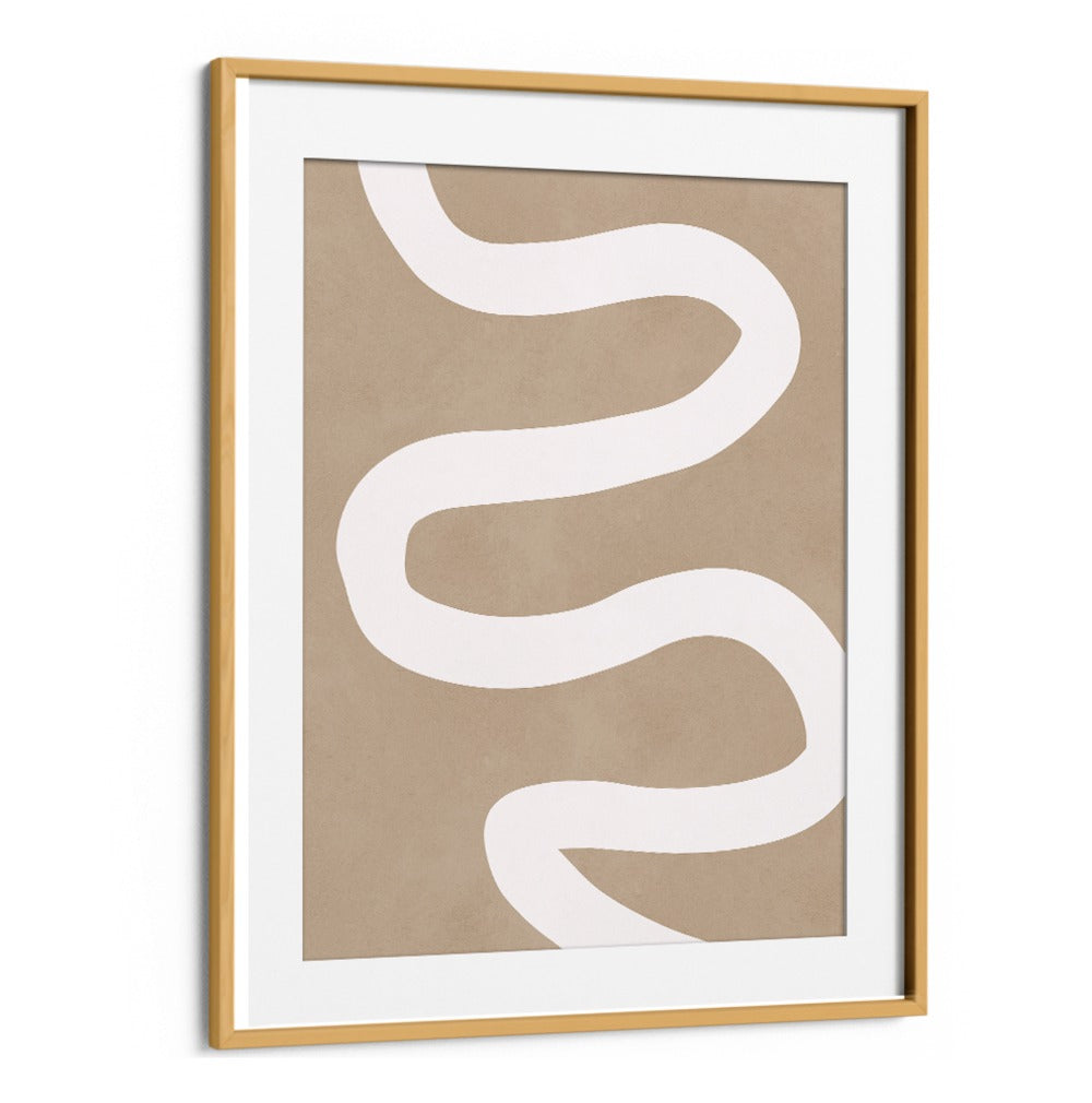 Stylish EXPRESSIVE LINES XI, ABSTRACT PAINTINGS featuring flowing white lines on a warm background, ideal for modern decor.