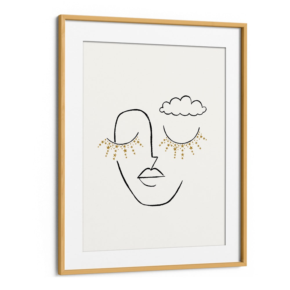 Elegant DAYDREAMER, LINE ART PAINTINGS featuring serene face design, perfect for modern home decor.