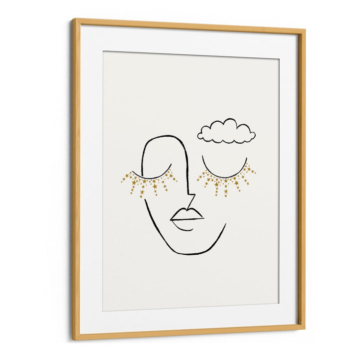 Elegant DAYDREAMER, LINE ART PAINTINGS featuring serene face design, perfect for modern home decor.