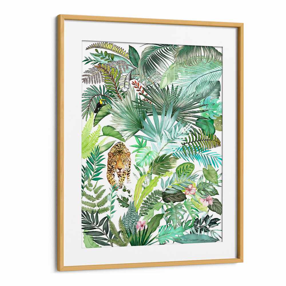 JUNGLE LEOPARD III , FLORAL FLOWER PAINTINGS